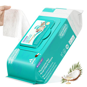 HICC PET Grooming Wipes – Hypoallergenic Wipes for Dogs & Cats with Coconut Oil (Butt & Paws)