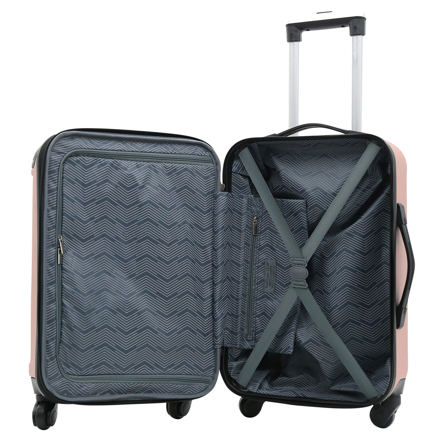 Travelers Club Midtown 4-Piece Hardside Luggage Set – Durable Travel Suitcases in Rose Gold