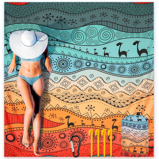 Extra Large Waterproof Beach Blanket – Sandproof Quick-Dry Mat for 1–8 Adults, Perfect for Travel & Camping