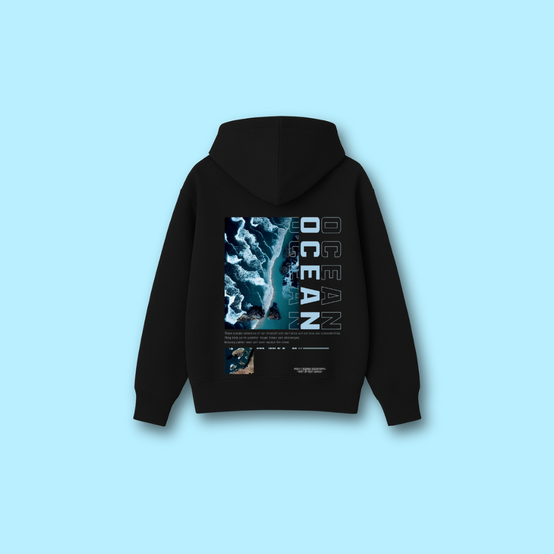 "Tide-Form" Oversize Ocean Hoodie (Jet Black)