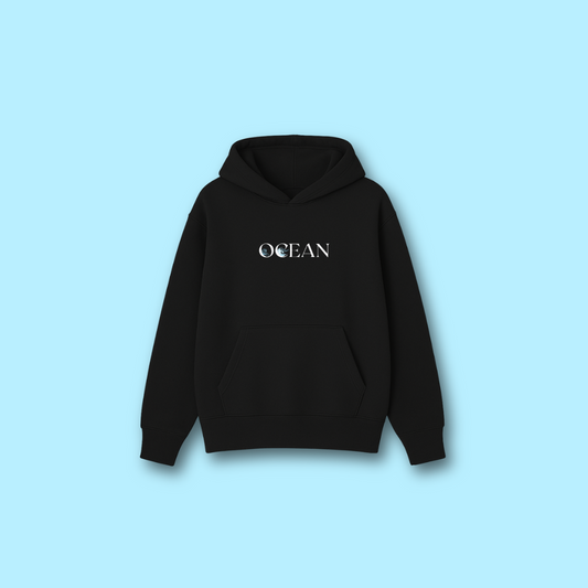 "Tide-Form" Oversize Ocean Hoodie (Jet Black)