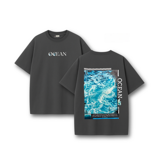 "Current Drift" Oversize Ocean Tee (Graphite Grey)