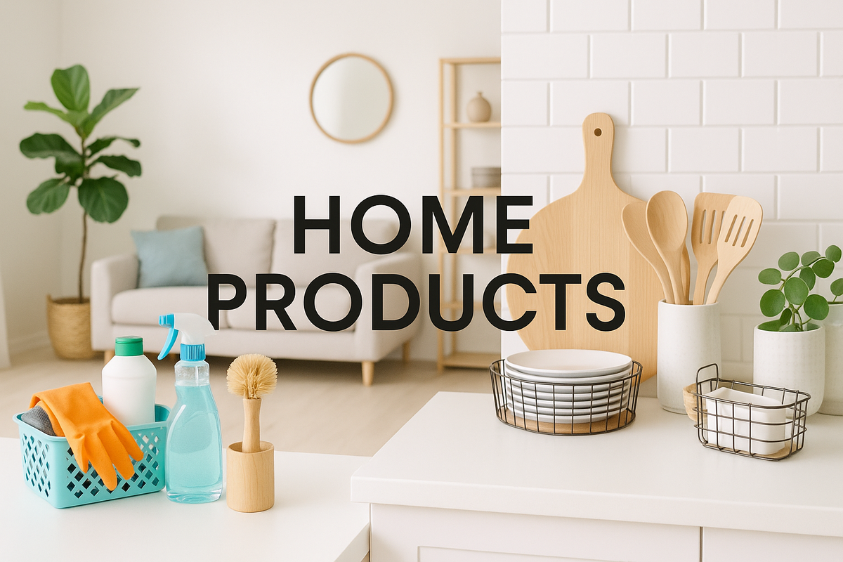 Banner for household products for our homepage with the title in the center