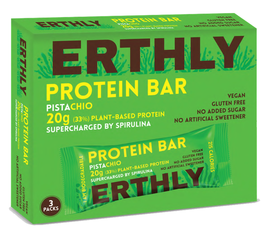 ERTHLY  Plant Based Protein Bar  Pistachio (Pack of 3)