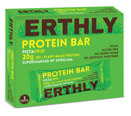 ERTHLY  Plant Based Protein Bar  Pistachio (Pack of 3)
