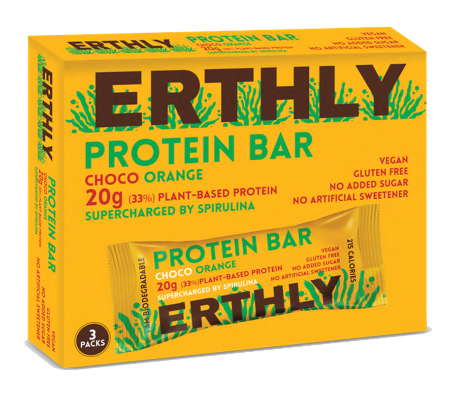 ERTHLY  Plant Based Protein Bar Choco Orange (Pack of 3)