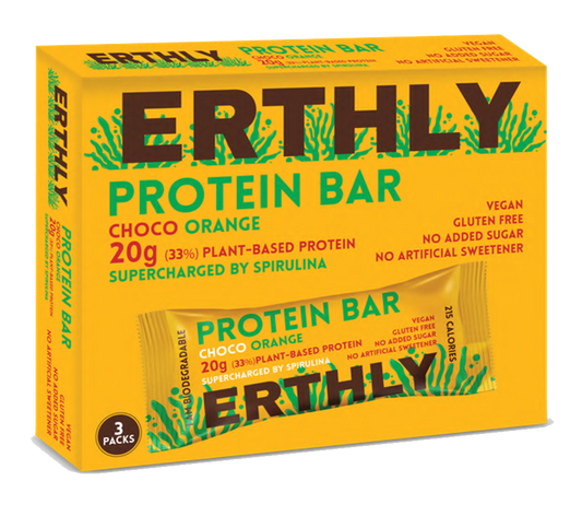 ERTHLY  Plant Based Protein Bar Choco Orange (Pack of 3)