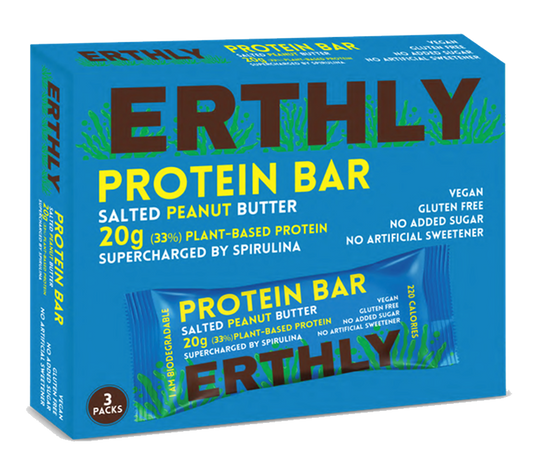 ERTHLY  Plant Based Protein Bar  Salted Peanut Butter (Pack of 3)